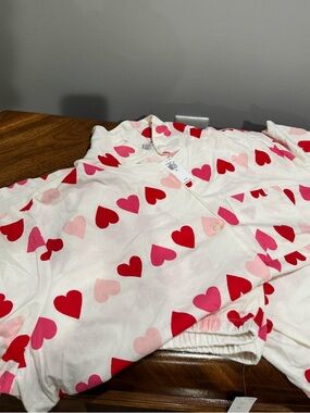 Women’s Heart-Print Pink & Red Pajama Set - NWT
